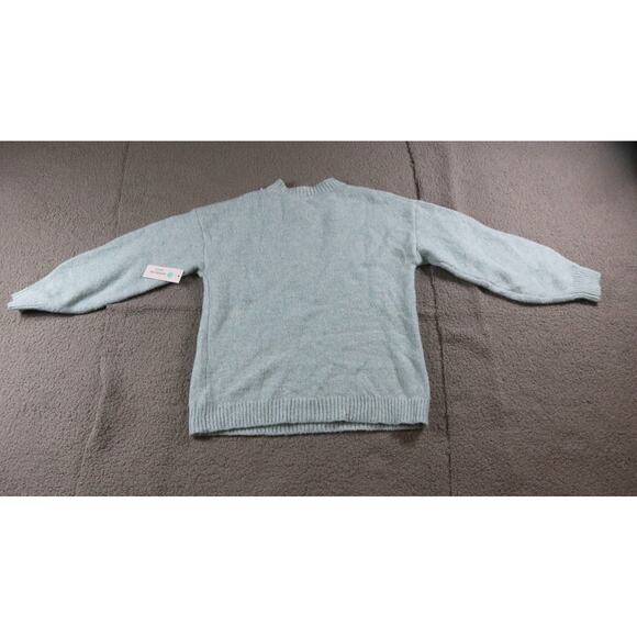 New Stitch Fix Pink Clover Sweater L Blue Ribbed Crew Neck Long Sleeve Pullover - Picture 2 of 6